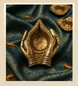 Handcrafted Brass Prayer Hands Diya – Traditional Oil Lamp & Decorative Incense Holder