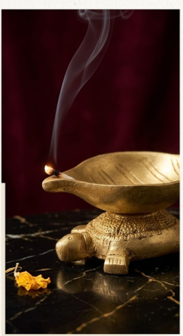 Handcrafted Brass Turtle Leaf Diya – Vastu Kurma Oil Lamp for Pooja & Home Decor