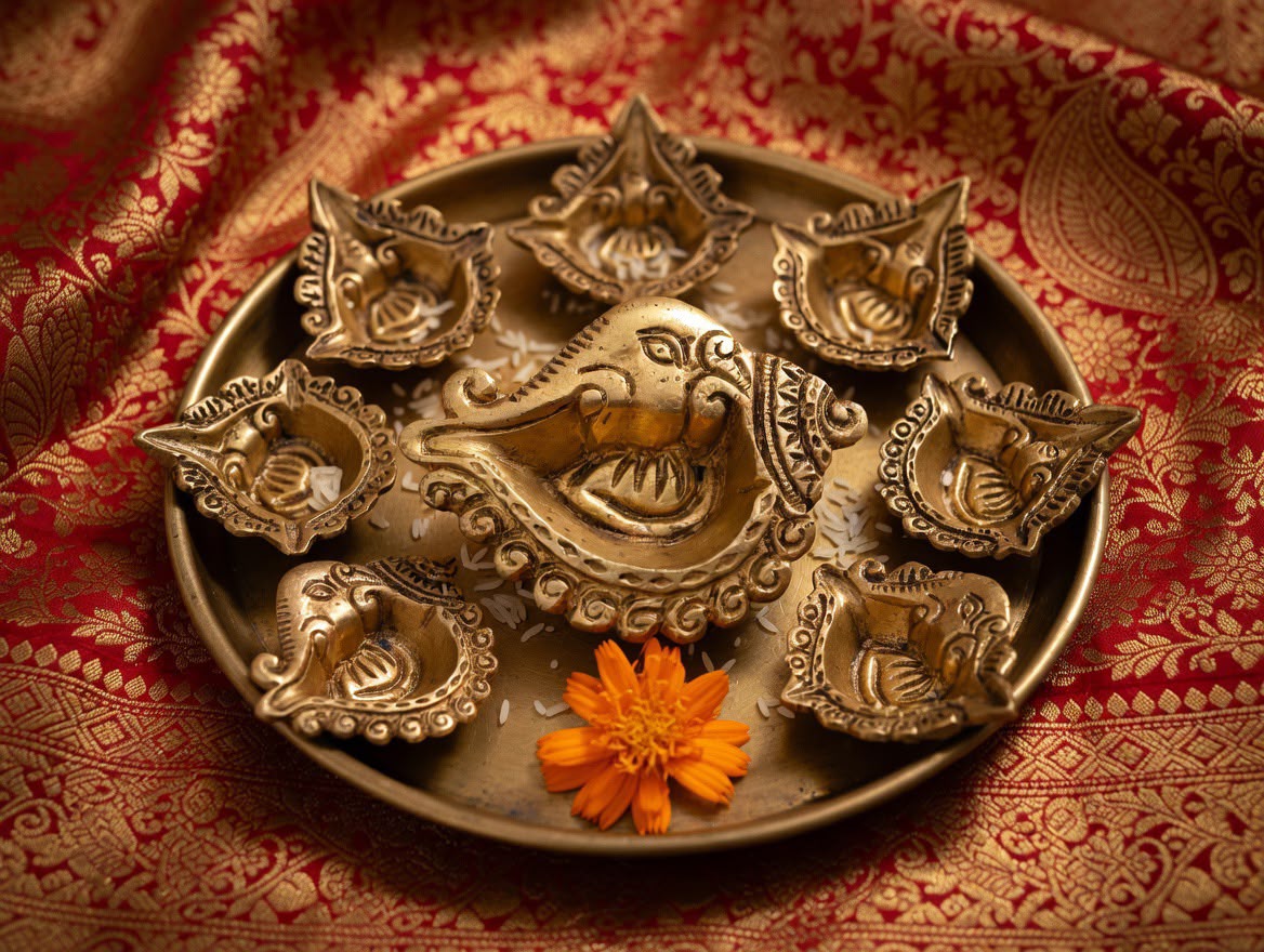 Handcrafted Brass Elephant Face Diya – Ganesha Oil Lamp for Pooja & Home Decor