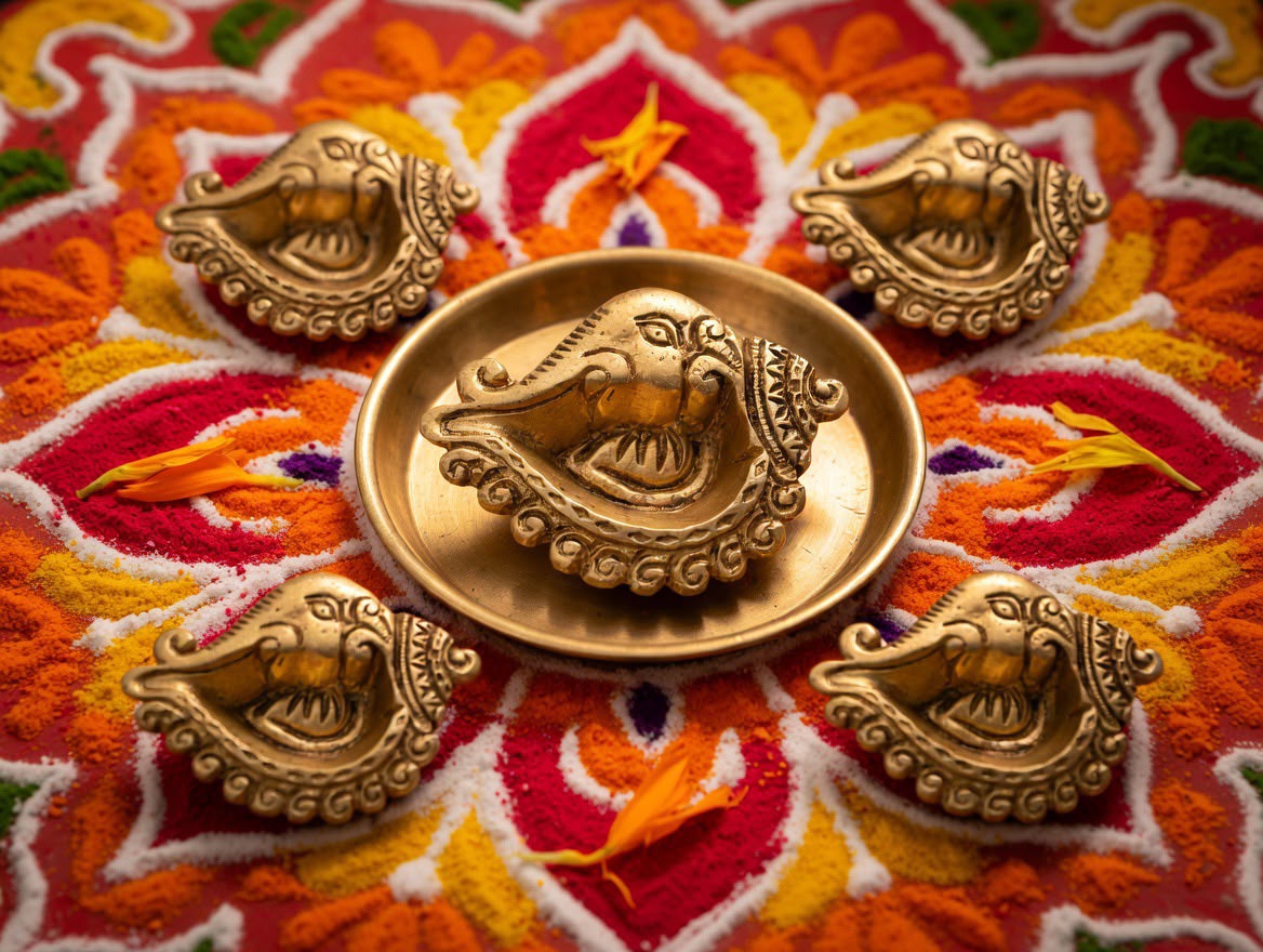 Handcrafted Brass Elephant Face Diya – Ganesha Oil Lamp for Pooja & Home Decor